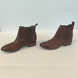 Arturo Chiang Averly Brown Leather Ankle Boots Pull On With Chunky Heel Sz 8.5